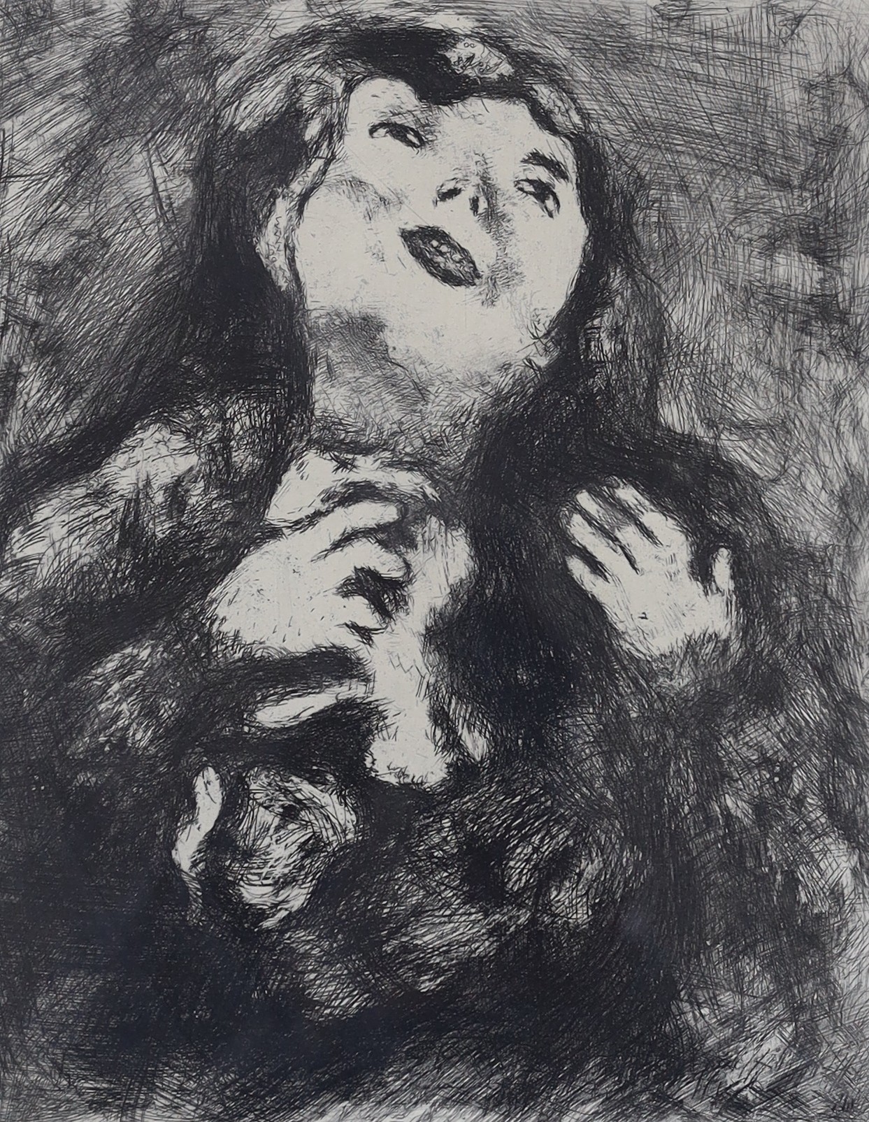 Marc Chagall (French/Russian 1887-1985), lithograph, 'Jeune Veuve', signed in the plate. 28 x 23cm. Provenance: Purchased by the present sellers parents from the Charles Schwartz concession, at Harrods, in the 1960’s